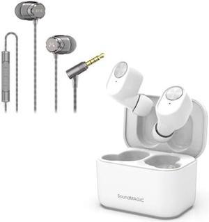SoundMAGIC E11C Wired Earbuds and T60BT Bluetooth True Wireless Earphones with Microphone in Ear Headphones