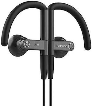 SoundMAGIC ST80 Bluetooth Sports Earbuds with Ear Hooks Wireless Earphones Long Playtime Waterproof Wired in Ear Headphones HiFi Sound Adjustable Metal Mechanism Comfortable Fit Black