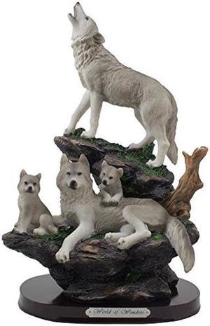 Howling Wolf and Family on a Rock Statue for Decorative Lodge and Rustic Cabin Decor Sculptures and Figurines & Wildlife Animal, Wolves or Timberwolves Collectible Art Gifts