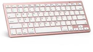 OMOTON Bluetooth Keyboard Compatible with iPad 10th Generation, iPad 10.2 (9th/8th/7th), iPad Pro 13/12.9/11 inch, iPad Air 13/11 inch, iPad Air/Mini and More iOS Devices, Pink Gold