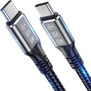 240W Thunderbolt 4 Cable 6.6ft, USB C Thunderbolt 4 Cable Monitor Cable Supports 40Gbps Data Transfer and Single 8K/Dual 4K Video Compatible With Thunderbolt 4/3 Monitor, Hub, Docking Stations-Black
