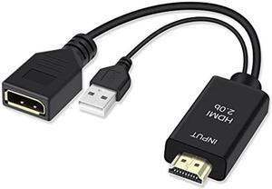FERRISA 4K@60Hz HDMI to DisplayPort Cable Adapter/Converter with USB Power, Male to Female HDMI to DP Adaptor for Monitor, Support HDMI2.0 HDCP2.2, Compatible with , PS5, NS, Mac Mini(NOT USB Port)