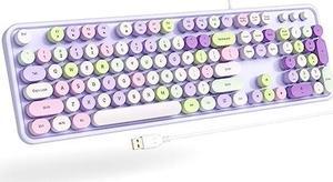 GEEZER Computer Wired USB Keyboard - Purple Full-Size Round Keycaps Retro Typewriter Keyboards, for Windows, PC, Laptop, Desktop, Mac