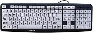 Nuklz N Large Print Computer Keyboard | Visually Impaired Keyboard | High Contrast Black and White Keys Makes Typing Easy | Perfect for Seniors and Those Just Learning to Type