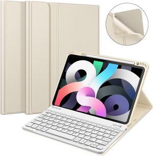 Fintie Keyboard Case for iPad Air 5th Generation (2022) / iPad Air 4th Gen (2020) 10.9 Inch with Pencil Holder - Soft TPU Back Cover with Magnetically Detachable Bluetooth Keyboard, Starlight