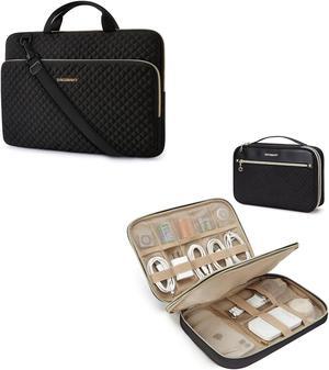 BAGSMART Protective Sleeve case Compatible with MacBook Pro 16 Inch,15.6 inch with Travel Electronic Organizer Case, Cord Organizer Storage Bag for Women
