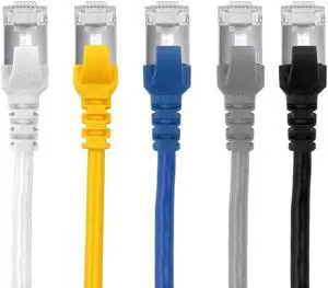 Buhbo 5 ft CAT7 Shielded RJ45 Ethernet Network Snagless Cable 10Gbps 600 MHz (10-Pack) Multi-Color
