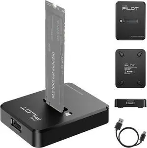 AMZPILOT M.2 NVMe & SATA to USB C Docking Station, M.2 SSD to USB A C Reader Adapter for Both M Key & B+M Key NVMe PCIE and SATA NGFF SSD Dock, Size for 22110 2280 2260 2242 2230 Enclosure - Square