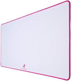 ANUBISGX (68 Color/Size Options Gaming Mouse Pad (XXL: 48x24), White Pad with Pink Stitching. Best Premium Waterproof Non RGB Computer Gaming XL Desk Pad Mat, Large Non-Slip Gamer Mousepad