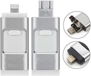 USB i Flash Drive U Disk Memory Stick Storage for iPhone Ipad Mac Android Phone PC 8gb 16gb 32gb 64gb 128gb (Silver 64GB)