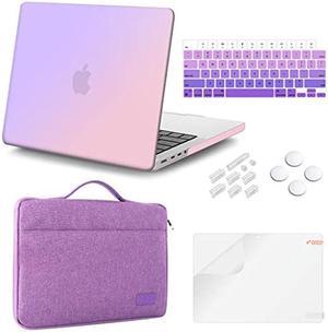 iCasso for MacBook Pro 14 inch Case 2023 2022 2021 Release M3 A2918 A2992 M2 A2779 A2442 M1 ProMax Chip Bundle 5 in 1 Sleeve Bag Screen Protector Keyboard Cover Gradient Purple