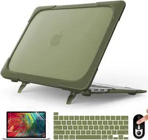 Mektron for MacBook Pro 16 Inch Case 2019 2020 Model A2141 Touch Bar & Touch ID, Heavy Duty Shockproof Hard Shell Cover with Stand, Avocado Green