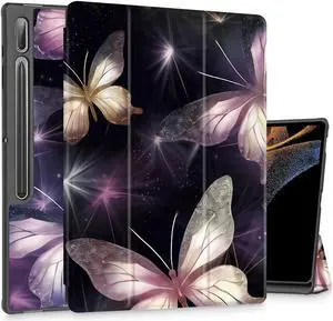 Mektron Case for Samsung Tab S9 Ultra 14.6 Inch 2023 Model X910/X916/X918,Built-on Pencil Holder Hard Cover with Auto Wake/Sleep, Multi-Angle Stand for Galaxy Tab S9 Ultra 14.6",Glittering Butterfly