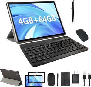 Tablet 10 Inch Android Tablets 2 in 1 Tablet with Keyboard 64GB4GB RAM Tabletas 101 Tablets include Mouse Case Stylus Tempered Film 10 IN Tab 8MP2MP Cameras 6000mAh Battery Wifi Android Tableta