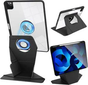 QIELIZI Rotating Case for ipad pro 12.9 Case, Dechable ipad Pro Case 12.9 inch with Foldable Magnetic Stand, Auto Sleep/Wake(1-Black)