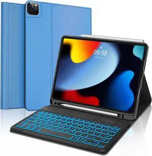 Keyboard Case for iPad Air 13 (M3/M2, 2025/2024), Keyboard for iPad Pro 12.9 inch Cover 6th 2022/5th 2021/4th 2020/3rd 2018 Gen, Backlit iPad Air 13in Case Keypad Detachable/Pencil Holder, Blue