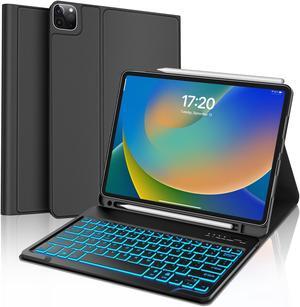 Keyboard Case for iPad Pro 12.9-in 6th, 5th, 4th, 3rd Generation - Magic Keyboard for iPad Air 13 2024 Case, Magnetic Detachable, 7 Colors Backlit, Folio Cover for Pro 12.9 Keyboard Pen Holder, Black