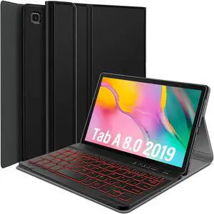 Wineecy Galaxy Tab A 8.0 2019 Keyboard Case[SM-T290,SM-T295 Backlit], Wireless Detachable Keyboard with Protective Cover for Samsung Galaxy Tab A 8.0 inch 2019, SM-T290/T295 (Black)