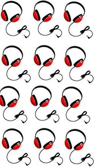 Califone 2800-RD Listening First Stereo Headphones for Kids Bundle (Red) (12 Items)