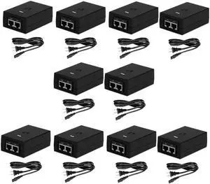 UBNT Systems PoE Adapter POE-48-24W-G 24W 48V DC 0.5A 24W Gigabit PoE Adapter Compatible with Rocket-Ti and UAP-Pro (10-Pack)