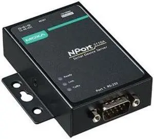 MOXA NPort 5110A-T - 1 Port Device Server, 10/100 Ethernet, RS-232, DB9 Male, -40 to 75°C Operating Temperature