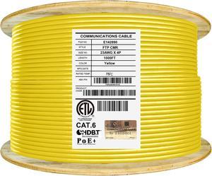 Elite Cat6 Shielded Riser (CMR), 1000ft, F/UTP 23AWG, Solid Bare Copper, 550MHz, UL Certified, UL-LP Certification, Bulk Ethernet Cable Reel, Yellow