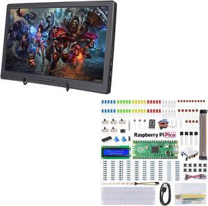 SunFounder Raspberry Pi Display 13.3 Inch IPS Portable 2 HDMI Monitor with Raspberry Pi Pico Basic Starter Kit for Raspberry Pi Beginners & Software Engineer