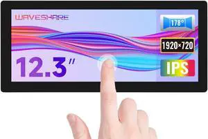 Waveshare 12.3inch Capacitive Touch Screen LCD Compatible with Raspberry Pi 5/4B/3B+/3B/2B/B+/A+/Zero/Zero W/WH/Zero 2W Series Boards 600 Cd/M²1920×720 HDMI IPS Toughened Glass Panel