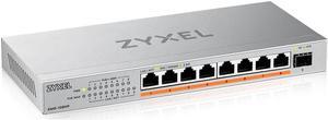 Zyxel 8-Port PoE 2.5G Multi-Gig Unmanaged Switch @ 100W with 8 x PoE++(60W) | 1 x 10G SFP+ |Desktop or Wall Mount [XMG-108HP]