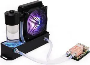 Seeed Studio Water Cooling Kit for Raspberry Pi 5, Integrated Design of The Water Pump and Cooling Fan, RGB-Colored Lights