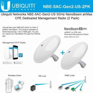 NanoBeam AC Gen2 2-UNITS 5GHz CPE NBE-5AC-Gen2 airMAX ac Bridge High-Performance with Dedicated Management Radio