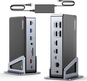4URPC DisplayLink Docking Station Triple 4K Monitor with 120W Power Adapter, Laptop Dock for MacBook Pro/Air, Thunderbolt 4/3, USB-C Windows(Single 8K)/Chromebook(3X HDMI, 2X DP, 5X USB-A, USB-C 3.2)