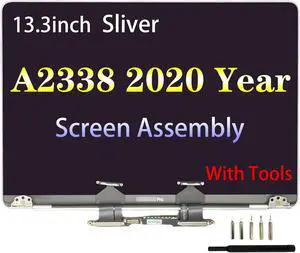 Areiliya Screen Replacement for MacBook Pro 13.3" A2338 2020 Year M1 EMC 3578 Retina Full LCD Display Assembly 2560x1600 (Sliver)