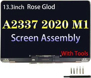 Areiliya Screen Replacement for MacBook Air 13.3" A2337 2020 Year EMC 3598 Retina Full LCD Display Assembly 2560x1600 (Rose Gold)