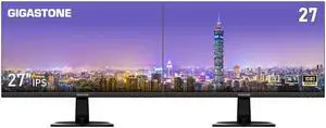 Gigastone 27 inch IPS LED Back Light Monitor 2-Pack 75Hz FHD 1920 x 1080, 178° Wide View Frameless, Dual Monitor, 5ms, Built-in Speakers, Eye Care Technology, Ergonomic Tilt VESA Mount, HDMI VGA