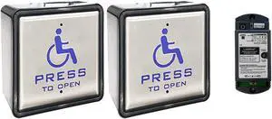 Olideauto Handicap Wireless Push Switch with 2pcs Square 4.5'' Push Panels and 1pcs 2.4G Frequency High Stability Receiver