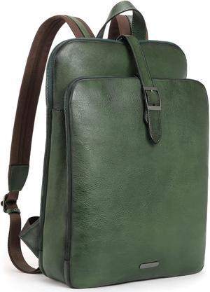 CLUCI Womens Backpack Purse Genuine Leather 15.6 Inch Laptop Vintage Travel Large Business Shoulder Bag