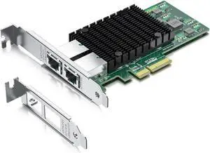 H!Fiber 10Gb RJ45 PCI-E Network Card NIC, Compare to Intel X550-T2, with Intel X550-AT2 Chip, Dual RJ45 Ports, PCI Express 3.0 X4, Ethernet Converged Network Adapter Support Windows/Linux/VMware Esxi