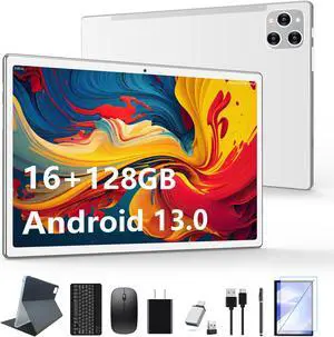 2025 Latest Tablet Android 13 Tablets 10 Inch, Tablets 128GB ROM+16GB RAM (8+8 Virtual), 2 In 1 Tablet with keyboard, Powerful Octa-Core+13MP Camera, 1TB TF Expandable, FHD IPS Display WiFi Tableta PC