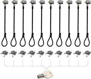 LORADAR 10Pack Laptop Security Cable Lock Anti Theft 6.7Feet for Laptops, Monitor & Other Devices (Keyed Different+Master Key)
