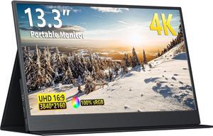 MAGICRAVEN 4K Portable Monitor, 13.3" UHD IPS Laptop Monitor, Slim Lightweight Dual USB C HDMI Computer Monitor Gaming Display with Speakers, Travel Monitor for PC Phone PS5/4 Xbox Switch(No Cover)