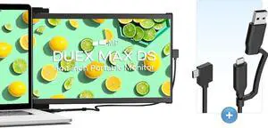 Duex Max DS 14.1'' with 2-in-1 USB Cable, Mobile Pixels New FHD 1080p Laptop Screen Extender, USB Type-C/HDMI Ports, Portable Monitor for 14'' to 17 Inch Laptops