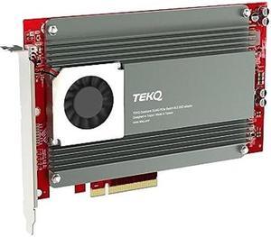 TEKQ Databank M4 Support 4 Port M.2 SSD Expension Card PCIe 3.0 x 16 PCIe Adapter Card, Up to 32TB RAID Controller Card Broadcom PEX-8724, Support Non-Bifurcation Motherboard, with Active Cooling Fan