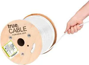trueCABLE Cat6 Outdoor, Shielded F/UTP, 500ft, UV Resistant, CMX Rated, White, 23AWG Solid Bare Copper, 550MHz, PoE++ (4PPoE), ETL Listed, Bulk Ethernet Cable trueCABLE Cat6 Outdoor, Shielded F/UTP, 500ft, UV Resistant, CMX Rated, White, 23AWG Solid Bare Copper, 550MHz, PoE++ (4PPoE), ETL Listed, Bulk Ethernet Cable