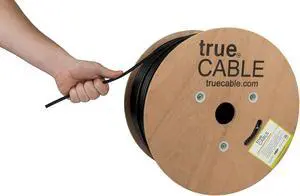 trueCABLE Cat5e Outdoor Shielded (F/UTP), 1000ft, Waterproof Direct Burial Rated CMX, Black 24AWG Solid Bare Copper, 350MHz, PoE++ (4PPoE), ETL Listed, Bulk Ethernet Cable