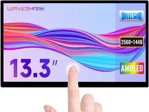 waveshare 13.3inch 2K AMOLED Touch Display, 2560×1440, HDMI/Type-C Display Interface,Compatible with Raspberry Pi/Jetson Nano/PC/Smartphone