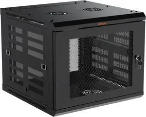 ECHOGEAR 9U Network Rack - Enclosed Wall Mount Rack Kit Includes 2X 1U Shelves, Pre-Mounted Fan, Lockable Door & Hardware - 600mm Depth Fits All Your AV Gear