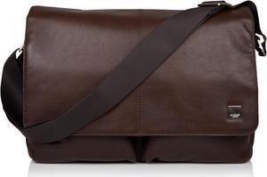 KNOMO Kobe Leather 16 inch Laptop Messenger Bag, Professional Leather Shoulder Bag for Men and Women, fits up to 16 inch Laptops, Brown