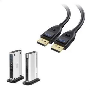 [Intel Certified] Cable Matters 16-in-1 40Gbps Thunderbolt 4 Dock with Quad 4K Video(2X DisplayPort, 2X HDMI) for Windows & VESA Certified DisplayPort 2.1 Cable 2m/6.6ft