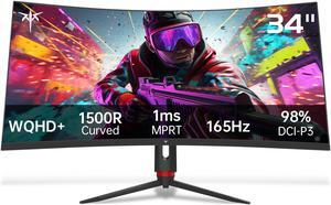 KTC 34'' Curved Ultrawide Gaming Monitor, 21:9, 3440x1440p 165Hz 1ms, 1500R Curved Monitor, Freesync G-sync, Picture by Picture,PIP, Height/Tilt/Swivel/Pivot